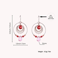 Boucles d'oreilles créoles vintage incrustées de strass, pendantes goutte d'eau en pierre naturelle, bijoux de mode pour femmes