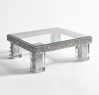 Table basse rectangulaire meubles en bois miroir Table à thé moderne diamant écrasé bord biseauté décor à la maison Table basse nordique