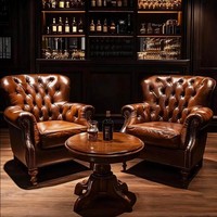 Canapé lounge en bambou, bar à whisky américain, table et chaises de style western vintage, chaise individuelle Tiger