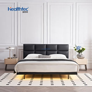 Cadre de lit pleine grandeur <span class=keywords><strong>avec</strong></span> base en latte de bois mobilier de chambre <span class=keywords><strong>à</strong></span> coucher lit en cuir lit en polyuréthane - Product Image 3