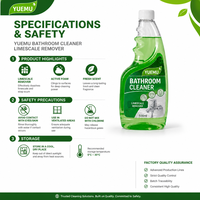 Nettoyant WC 500 ml, spray anti-calcaire multi-surfaces pour douche, baignoire et carrelage, liquide de nettoyage en profondeur, éliminateur de taches d'eau et de traces de savon
