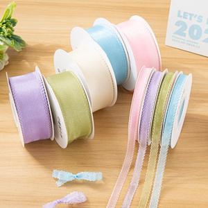 Ruban en organza double face élégant, très vendu, 1/2,5/3,8 cm, avec bordure cousue, pour emballage cadeau, 10 yards/rouleau - Product Image 1