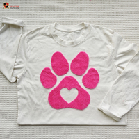 Patchs thermocollants DTF personnalisés pour la Saint-Valentin, motif patte de chien découpée au laser, en fourrure chenille grande et moelleuse, écologiques, tissés, pour vêtements