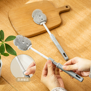 Extendable Silicone Cup <b>Brush</b> Long Handle Grey For Bottle Cleaning Household Use - Product Image 2