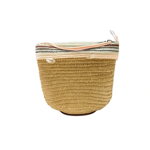 Borsa Piccola in Paglia Intrecciata con Bordo a Nappa Stile Etnico 12x14cm Accessorio Moda - Product Image 1