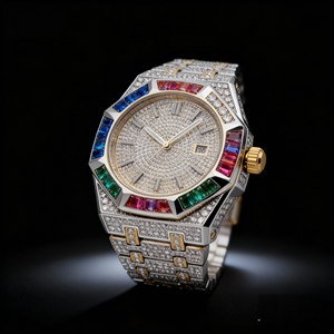 Hiphop Rapper fabbricazione fatto a mano rodio 10k 14k oro rosa placcato in acciaio inox orologi busto giù Moissanite orologio per uomo - Product Image 6