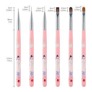 Lot de pinceaux de nail art multi-tailles avec manche métallique, pinceau plat de précision, pinceau à nylon ondulé pour la peinture à l'aquarelle et la manucure - Product Image 1