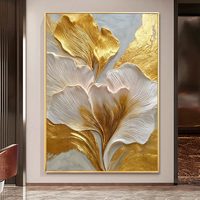 Peinture à l'huile sur toile avec feuille d'or, décoration murale 3D, vente en gros, art mural tridimensionnel, dessin à la main, décoration minimaliste