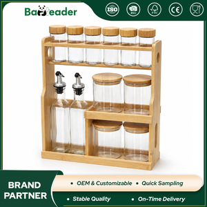 Nuovo Modello di Portaspezie a 3 Ripiani in Bambù Naturale, Organizzatore <span class=keywords><strong>per</strong></span> Barattoli di Spezie, <span class=keywords><strong>Scaffale</strong></span> <span class=keywords><strong>per</strong></span> Condimenti da <span class=keywords><strong>Cucina</strong></span> con 12 Barattoli in Vetro - Product Image 1