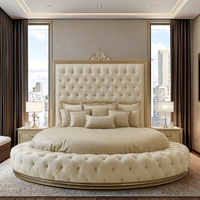 Cama Ajustable de Lujo con Cabecera Tapizada en Tela, Muebles de Dormitorio Modernos Tamaño King, Elegante y Suave Acolchado para Villa u Hotel