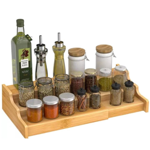 Vente chaude de haute qualité 3 niveaux extensible en bambou étagère à épices assaisonnement organisateur <span class=keywords><strong>pas</strong></span> <span class=keywords><strong>cher</strong></span> supports de stockage et supports - Product Image 3