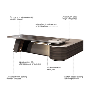 โต๊ะทำงานผู้บริหารระดับหรูพร้อมตู้เก็บของ โต๊ะทำงานผู้บริหารไม้คุณภาพสูง เฟอร์นิเจอร์สำนักงาน ดีไซน์ทันสมัย โต๊ะทำงานซีอีโอ - Product Image 3