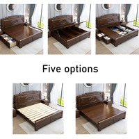 Lit double en bois sculpté, style minimaliste chinois, mobilier de chambre à coucher, lit king size, mobilier d'hôtel pas cher, mobilier de chambre à coucher