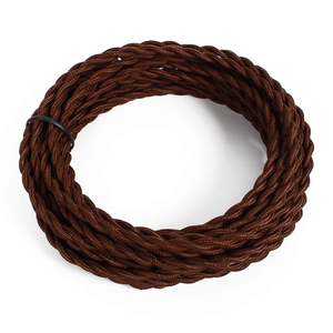 Marron/<span class=keywords><strong>Noir</strong></span>/Blanc/Rouge Vin Torsadé Satin Sheen <span class=keywords><strong>Tissu</strong></span> Éclairage Fil Électrique Câble 0.75mm * 2 Core Coton Textile Lampe Cordon - Product Image 5