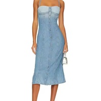 Robe en jean pour femme à prix bas et de haute qualité, sexy, à fines bretelles, modeste, pour un look tendance (OOTD), mignonne, en denim