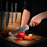 Professionnel 7 pouces AUS10 japonais damas en acier inoxydable cuisine Nakiri couteau de Chef avec résine et manche en bois solidifié