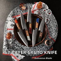 Ensemble de couteaux de cuisine japonais en acier Damas de haute qualité, 67 couches, couteau de chef pour couper la viande et les légumes, lame en acier carbone Kiritsuke, 60 HRC