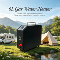 Chauffe-eau numérique portable au propane 6L pour camping-car, affichage des données en temps réel, grande capacité pour bain de groupe