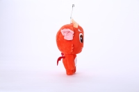 Porte-clés décapsuleur en peluche Mascotte Dragon Rouge Vif Personnalisé, Doux, Durable, Écologique, avec Logo de Marque pour Traiteur, Mini Animal