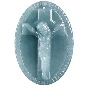 Pendentif en Jadeite Naturelle Bleu Eau de Jais, Bijou UNISEXE, Design Original Sculpté, Religion FG08 - Product Image 5