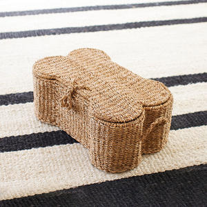 Cesta de almacenamiento <span class=keywords><strong>para</strong></span> mascotas de algas marinas tejida a mano con organizador de tapa, juguete <span class=keywords><strong>para</strong></span> perros, cestas con forma de hueso, organización y ropa de cama <span class=keywords><strong>para</strong></span> mascotas - Product Image 6