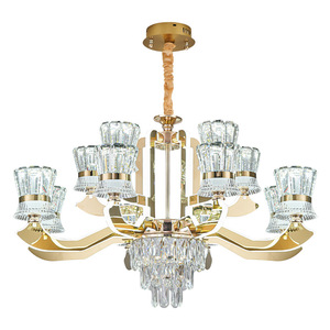 Lámpara de Araña Moderna de Lujo con Cristales, Múltiples Cabezales, Luz LED E27, Lámpara Colgante para Sala de Estar, Diseño Redondo, Iluminación para el Hogar - Product Image 1