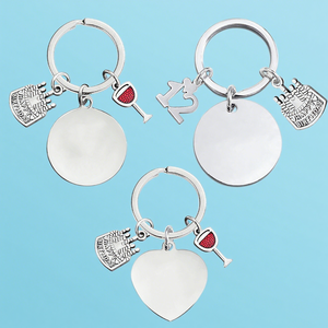 Ywyougang Porte-clés vierge double face en acier inoxydable, imprimé au laser 3D, avec logo personnalisé, thème dessin animé vintage et <span class=keywords><strong>anniversaire</strong></span>, couleur rouge <span class=keywords><strong>gâteau</strong></span> - Product Image 1