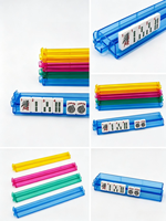 Support de tuiles de mahjong en acrylique transparent moderne, ensemble de bâtons de poussée, accessoires de mahjong colorés disponibles, table de jeu de mahjong américaine