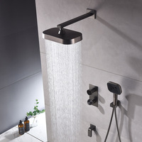 Ensemble de douche thermostatique en laiton dissimulé avec cartouche céramique, finition brossée, pour usage domestique et hôtelier, installation murale