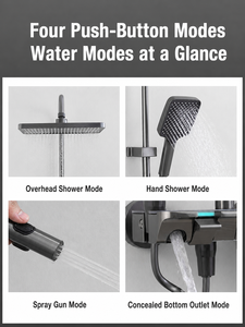 Système de douche mural avec affichage de la température, 4 modes de sortie d'eau, ensemble mitigeur chaud/froid - Product Image 6