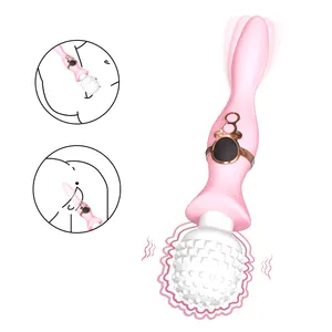 新款硅胶女性性玩具推力振动假阳具尖刺双端振动阴蒂g点刺激高潮振动器