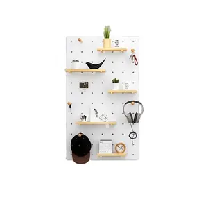 Wall Mounted Shop wall display Storage organizer Plywood peg board wall wooden pegboard with shelves