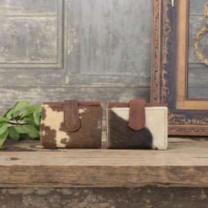 Boshiho Stylish <b>Small</b> Card Holder <b>Wallet</b> New Design Real Cowhide Fur Leather Clutch Multi-Use Western Hot Sale Credit Card - Product Image 4