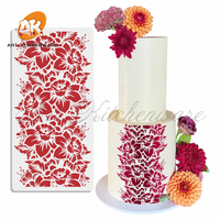 Pochoir à gâteau en plastique en forme de fleur d'hibiscus AK, pochoir de peinture découpé au laser, tamis à sucre en PET, pochoir à biscuits, pochoir à pâtisserie, fondant, décoration de gâteau