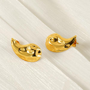 ต่างหูรูปหยดน้ำชุบทอง18K สำหรับผู้หญิงต่างหูหยดน้ำทำจากสเตนเลสสตีลสำหรับผู้หญิง - Product Image 3