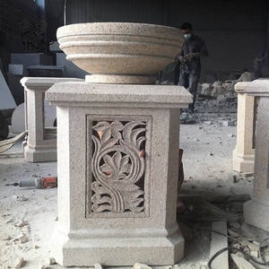 BLVE personalizzato Villa interna intaglio a mano rotondo in pietra naturale vaso di fiori in marmo bianco - Product Image 5