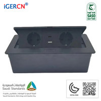 Expédition rapide GCC Boîtier de prise de courant escamotable en cuivre pour bureau, 13A, avec chargement USB Type C et NFC, pour usage industriel et de bureau
