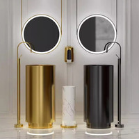 Évier à colonne de conception moderne évier sur pied monobloc en acier inoxydable 304 pour chambre d'hôtel égouttoir en forme de rectangle