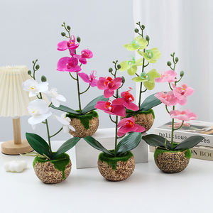 Fleur Artificielle Quatre Phalaenopsis En Pot Maison Bureau Porche Place Pâte À Papier Petites Fausses Fleurs En Pot - Product Image 1