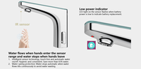 Robinet de lavabo automatique sans contact à détection de mouvement, à un seul trou, avec affichage de la température de l'eau et technologie de capteur intelligent