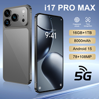 Smartphone Chinois I17 Pro Max 5G Octa Core Triple Caméra 108MP 16Go+1To 8000mAh Charge Rapide Vente Flash Transfrontalière