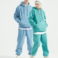 Toptan erkekler düz yığılmış eşofman kargo Joggers pantolon kırpılmış çiftler için kazak Hoodies setleri