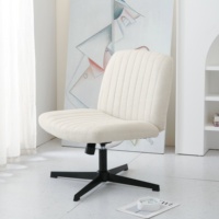 2025 moderne entrecroisé pivotant cadre en fer vanité chaise large siège hauteur réglable sans bras tissu rembourré mi dos bureau bureau