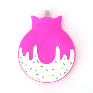BPA Free Cute Hand Warmer Silicone Rubber Hot Water Bag With Plush Cover Silicon Heated Hot Water Bottle