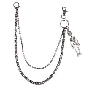 Cadena de cintura Skeleton de doble capa de aleación de zinc, estilo hip hop punk, unisex, para uso diario. - Product Image 5