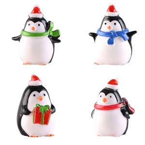 Joyeux Noël Miniature <span class=keywords><strong>de</strong></span> pingouin tenant une boîte cadeau Jolie figurine <span class=keywords><strong>de</strong></span> pingouin Parfait pour la décoration intérieure des fêtes - Product Image 2