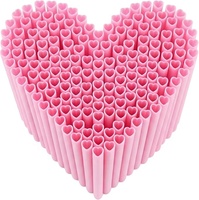 Pailles jetables lourdes en plastique en forme de coeur Accessoires de bar mignons pour les fêtes d'anniversaire des enfants pour les boissons au lait et au café
