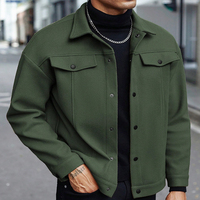 Blouson Bomber Vintage Homme PASUXI Coupe-Vent Col Roulé Toile Hiver Sport Décontracté Vêtement d'extérieur Personnalisé Chaud Bouton Simple Avant