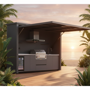 Abri <span class=keywords><strong>de</strong></span> jardin en aluminium en forme <span class=keywords><strong>de</strong></span> L à bas prix, meubles <span class=keywords><strong>de</strong></span> <span class=keywords><strong>cuisine</strong></span> extérieure pour barbecue au charbon <span class=keywords><strong>de</strong></span> bois <span class=keywords><strong>avec</strong></span> bar et toit - Product Image 1