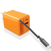 Cargador Rápido de 65W con Cable Retráctil, Enchufe Europeo, Cargador de Pared USB-C PD3.0 para Reloj Inteligente, Laptop, Tablet, Teléfono Móvil